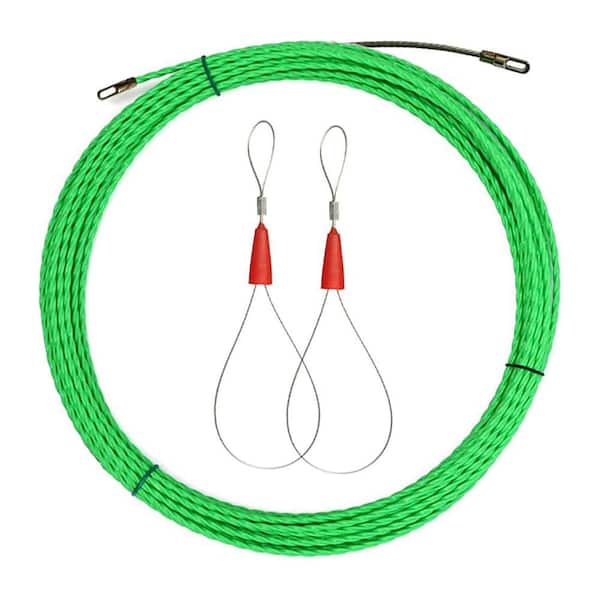 Wall Cable Running 30M Fish Tape Kit Electrical Push Pull Rod Non-Conductive Green Cable Puller with Fastener