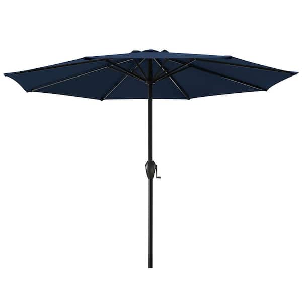 JEAREY 11 ft. Steel Crank Lift Patio Umbrella in Navy