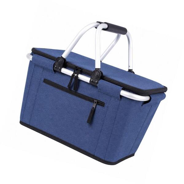 Wudkey Collapsible Polyester Picnic Basket Blue Insulated Cooler