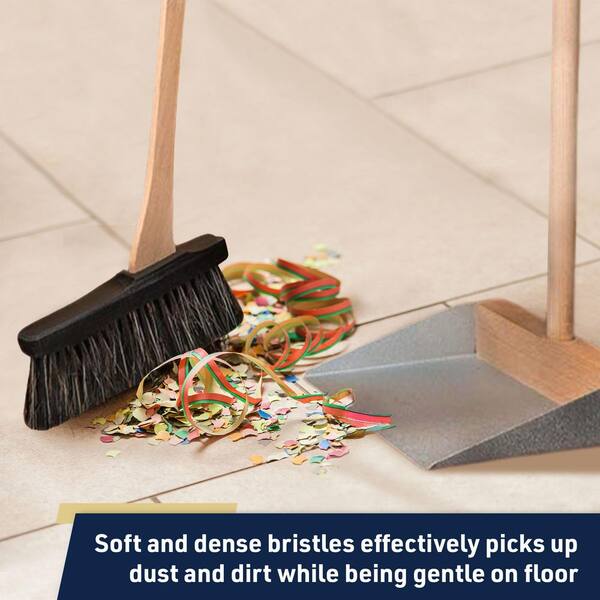 Outdoor Broo With 4-Piece Handle, Garden Dustpan And Brush Sets, Stiff