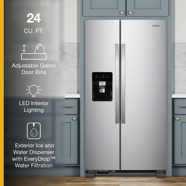 Whirlpool 24.6 cu. ft. Side by Side Refrigerator in Monochromatic