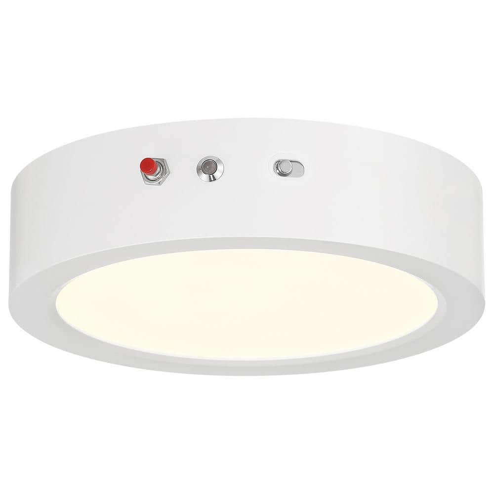 Slim 7 in. 15-Watt White Integrated LED Flush Mount with White Acrylic Shad