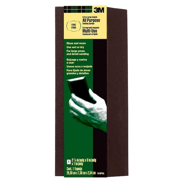 3M 2-7/8 in. x 8 in. x 1 in. Fine and Medium Grit Extra Large Single Angle Sanding Sponge (12-Case)