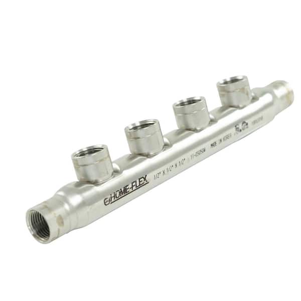 HOMEFLEX 3/4 X 3/4 X (4) 1/2 CSST FIPT Stainless Steel Manifold 11