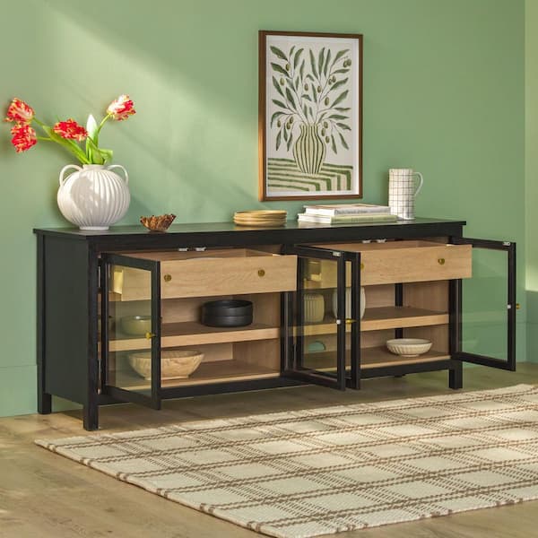 Walker Edison Furniture Company Harlow EZ Assembly 70 Inch Black