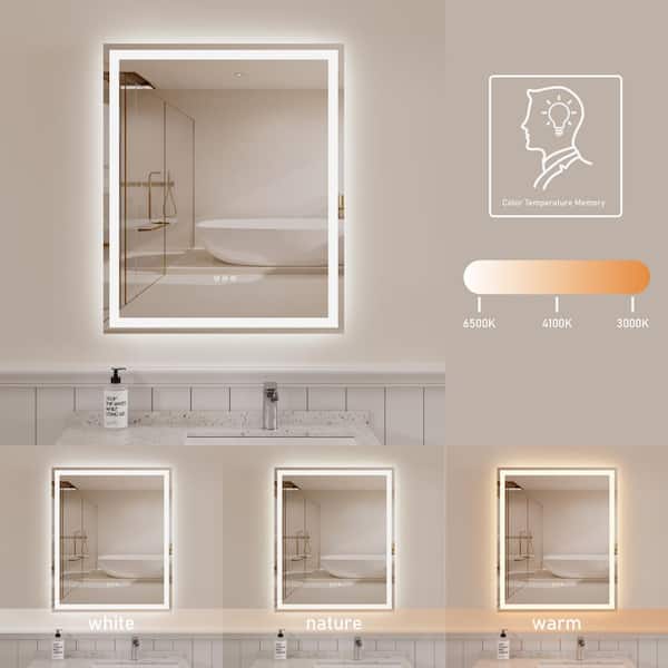 Illume 30 in. W x 36 in. H Rectangular Frameless Dimmable Anti-Fog LED Light Wall Bathroom Vanity Mirror Silver