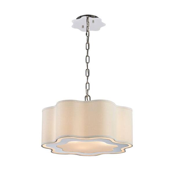 Titan Lighting Villoy 3-Light Polished Stainless Steel and Nickel Drum Pendant