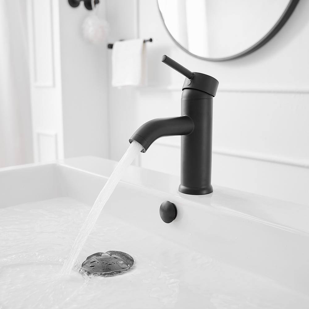 Matte Black Stainless Steel Single-Handle Bathroom Faucet