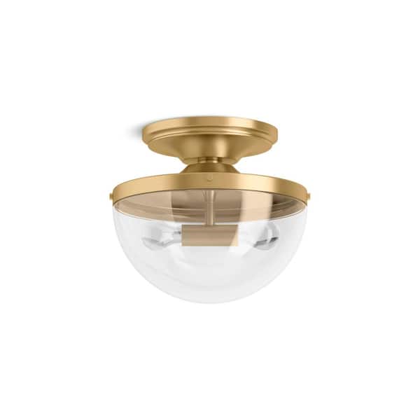 KOHLER Bellera 15 in. 2-Light Brushed Moderne Brass Flush Mount