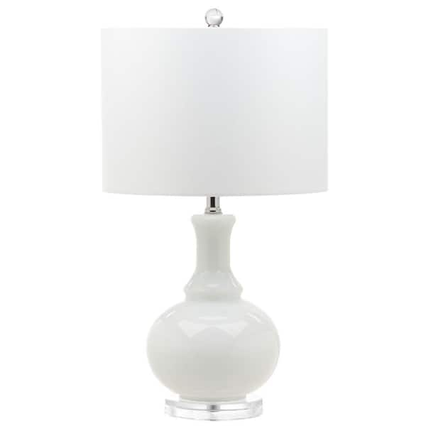 SAFAVIEH Franny 25.75 in. White Crystal Table Lamp with Off-White