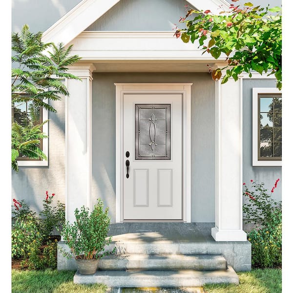 36 in. x 80 in. 1/2 Lite Blakely Primed Steel Prehung Right-Hand Inswing Front Door w/Brickmould