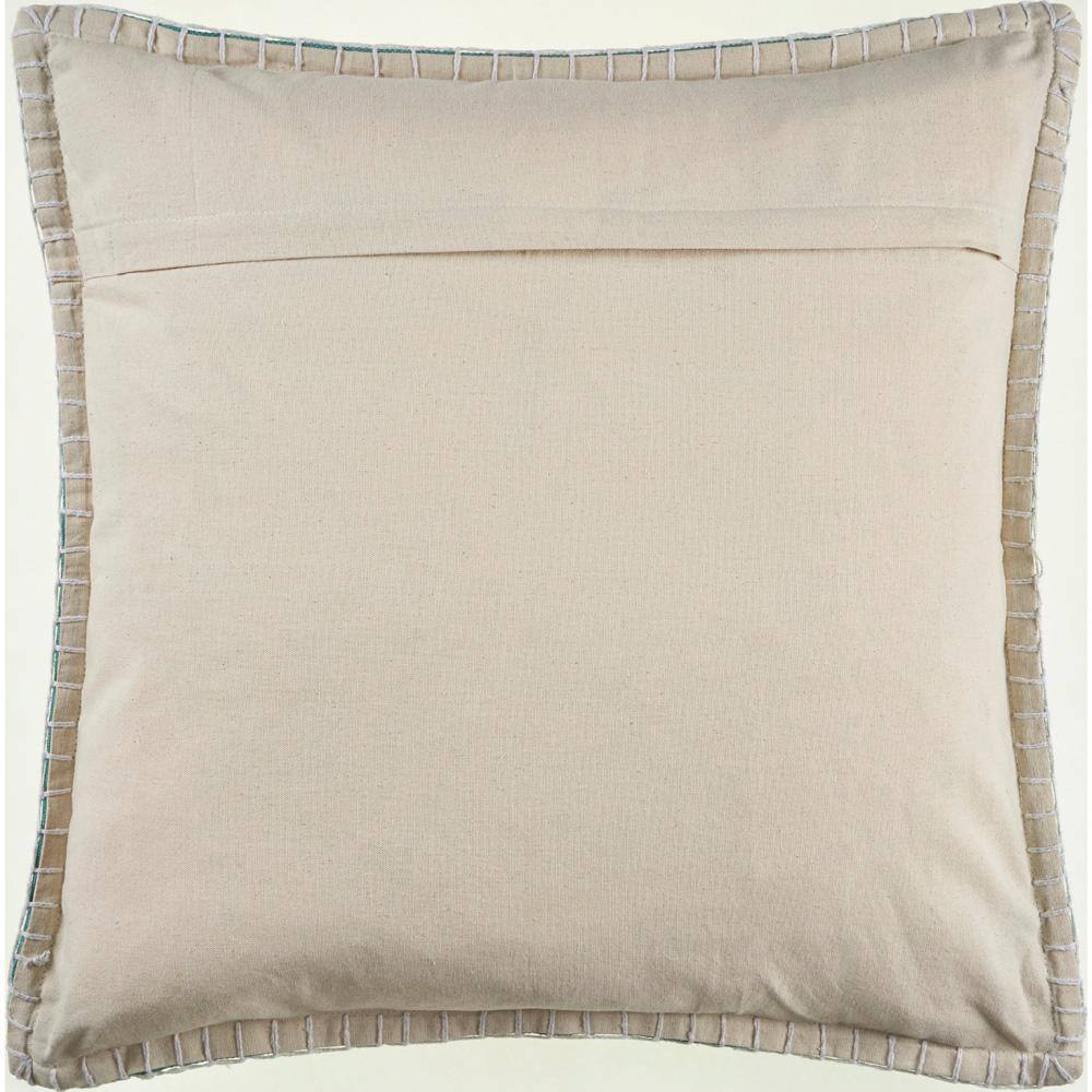 Light Twine Square Embroidered Cotton Throw Pillow