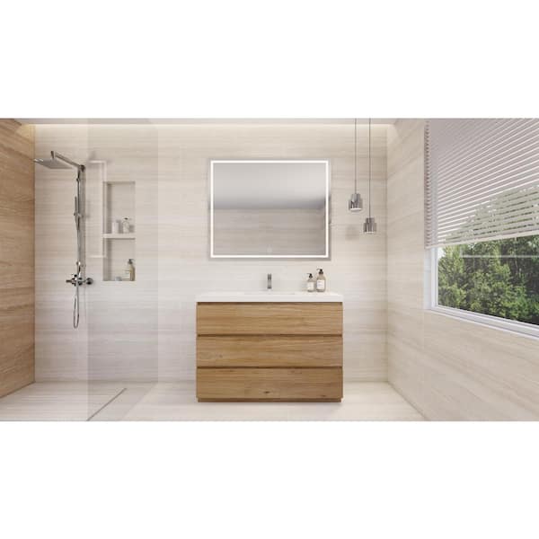 Moreno Bath Angeles 48 in. W Vanity in Natural Oak with Reinforced Acrylic Vanity Top in White with White Basin