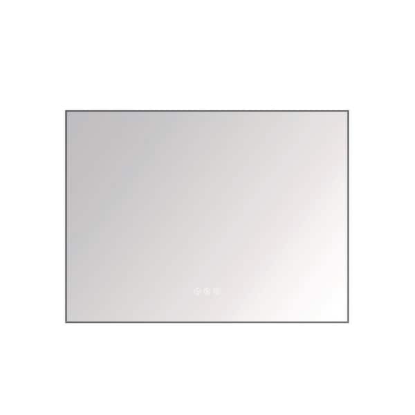 taholi 48 in. W x 36 in. H Rectangular Framed Wall Mounted Wall Bathroom Vanity Mirror in Gun Ash