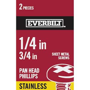 #14 x 3/4 in. Phillips Pan Head Stainless Steel Sheet Metal Screw (2-Pack)