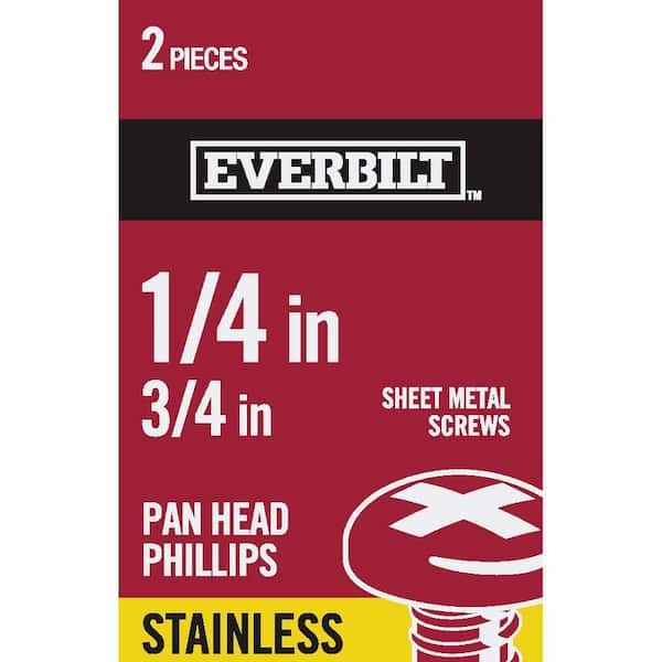 Everbilt #14 x 3/4 in. Phillips Pan Head Stainless Steel Sheet Metal Screw (2-Pack)