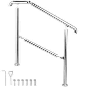 Stainless Steel Handrail fit for Level Surface and 2 to 3 Adjustable Stair Outdoor Step Railings 441 lb. Capacity