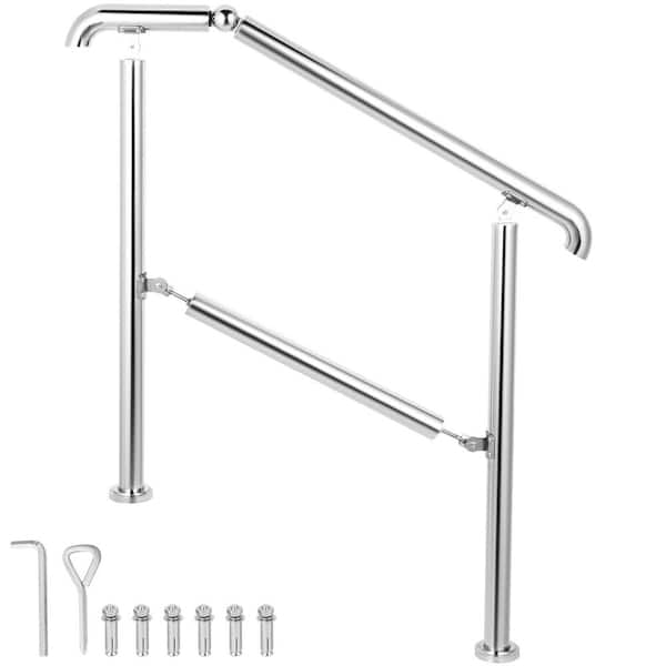 VEVOR Stainless Steel Handrail fit for Level Surface and 2 to 3 Adjustable Stair Outdoor Step Railings 441 lb. Capacity