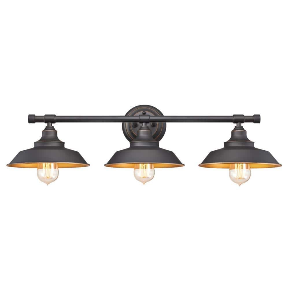 Iron Hill 30" Bronze 3-Light Industrial Bathroom Vanity Light