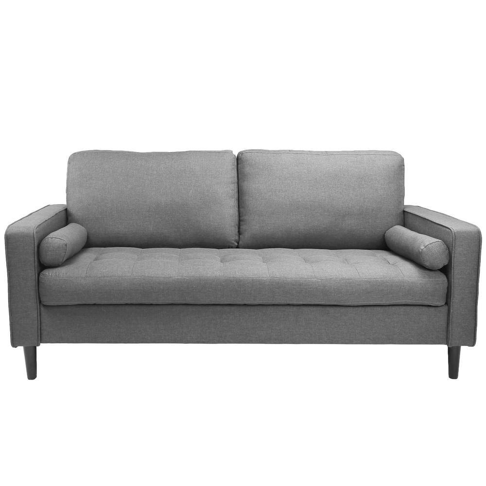 Z-joyee 73.6 in. Square Arm Velvet Modern Straight 3-Seats Sofa in Gray  P-S202200372 - The Home Depot