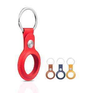 PU Leather Keychain Holder for Apple AirTag (4-Pack, Yellow/Brown/Blue/Red)