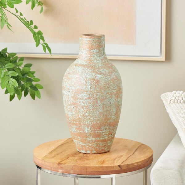 Litton Lane Brown Antique Style Textured Patina Ceramic Decorative Vase