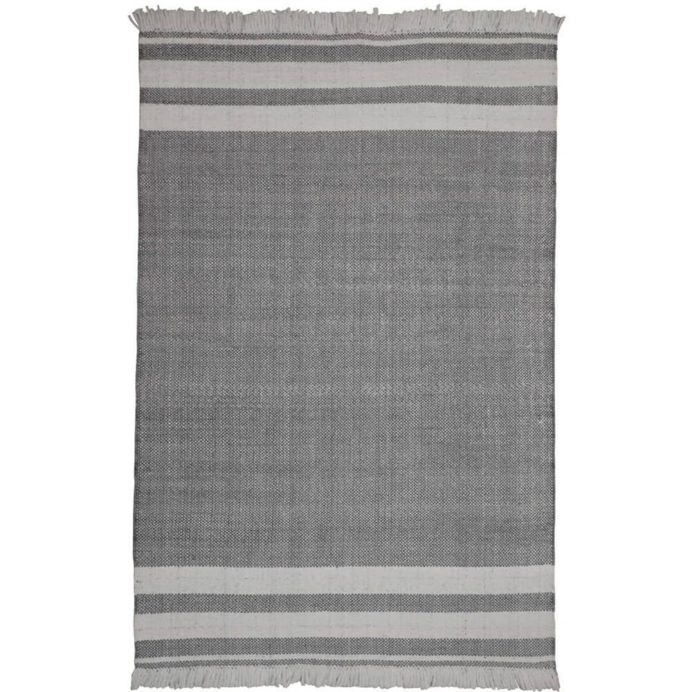 Dark Gray 9 ft. x 12 ft. Woven Striped PET Polyester Rectangle Indoor/Outdoor Area Rug price history on PriceWatchPro