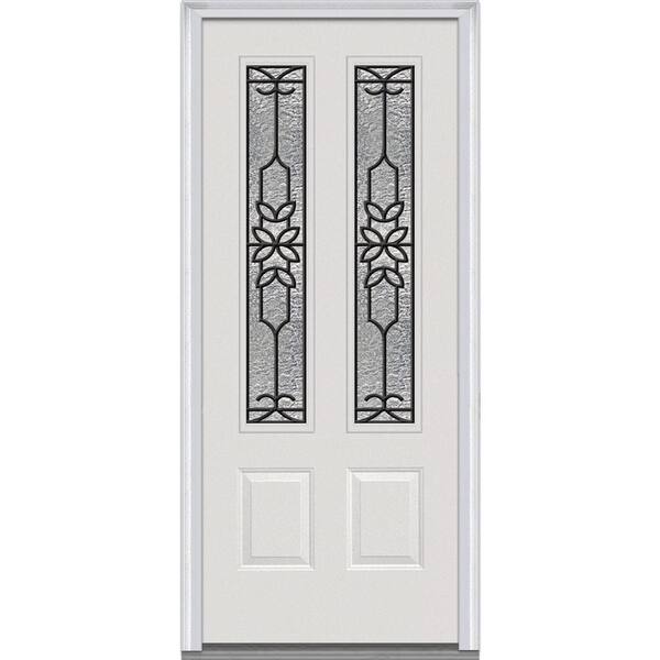 MMI Door 36 in. x 80 in. Mediterranean Left-Hand 2-3/4 Lite 2-Panel Classic Primed Fiberglass Smooth Prehung Front Door