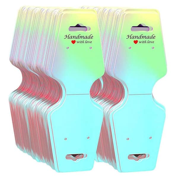 Unbranded 200 Piece Holographic Bracelet Display Cards 4.7 x 1.7 in. Sturdy Self-Adhesive Jewelry Packaging for Keychains Earring