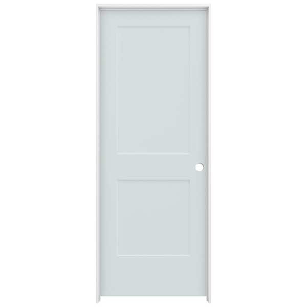 JELD-WEN 30 in. x 80 in. Monroe Light Gray Painted Left-Hand Smooth Solid Core Molded Composite MDF Single Prehung Interior Door