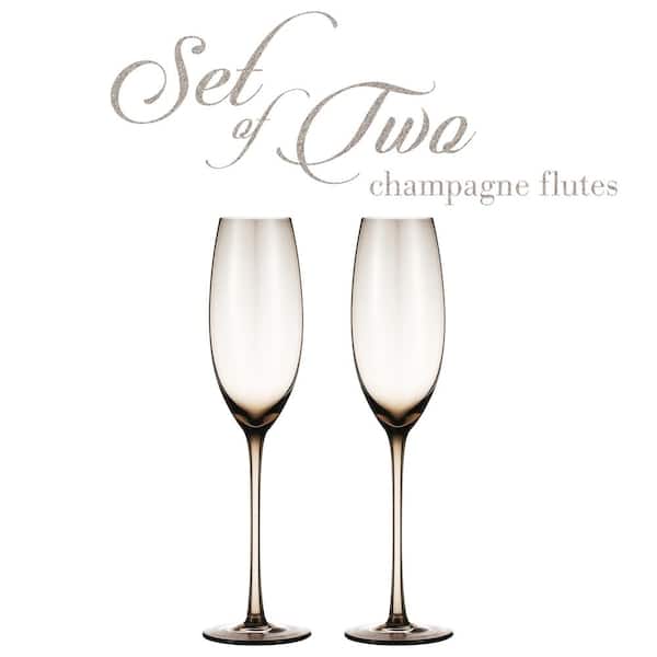 BERKWARE Luxurious and Elegant smoke Colored 7.3 oz. Champagne Flutes (Set of 2)