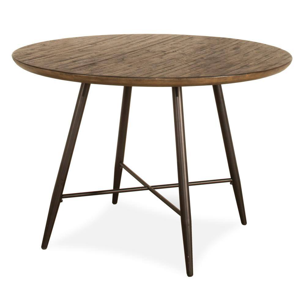 Forest Hill Round Reclaimed Wood Dining Table with Metal Legs