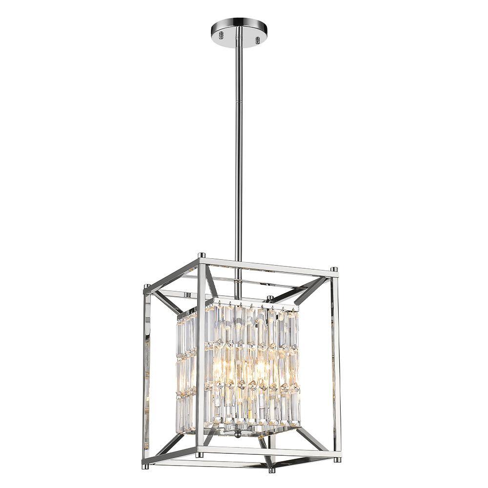 LucyII 60Watt Integrated LED Chrome Crystal Geometric Chandelier YS62224PS The Home Depot