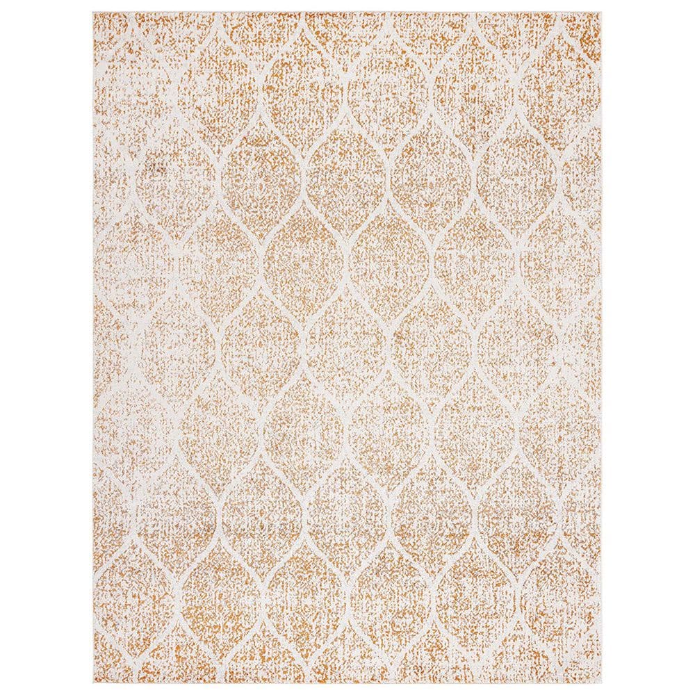 Orange Polypropylene 8 ft. x 10 ft. Oriental Indoor Area Rug