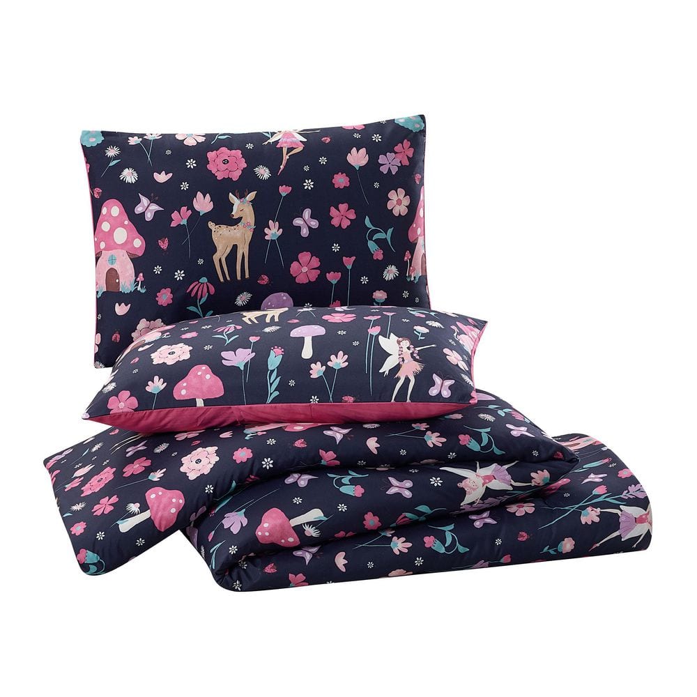 Fairy Garden 3-Piece Blue/Pink Whimsical Microfiber Full/Queen Comforter Set price history on PriceWatchPro