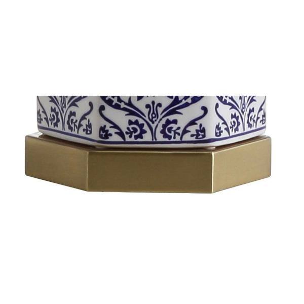 Diana Blue and White Ceramic Ginger Jar Table Lamp with Linen Shade