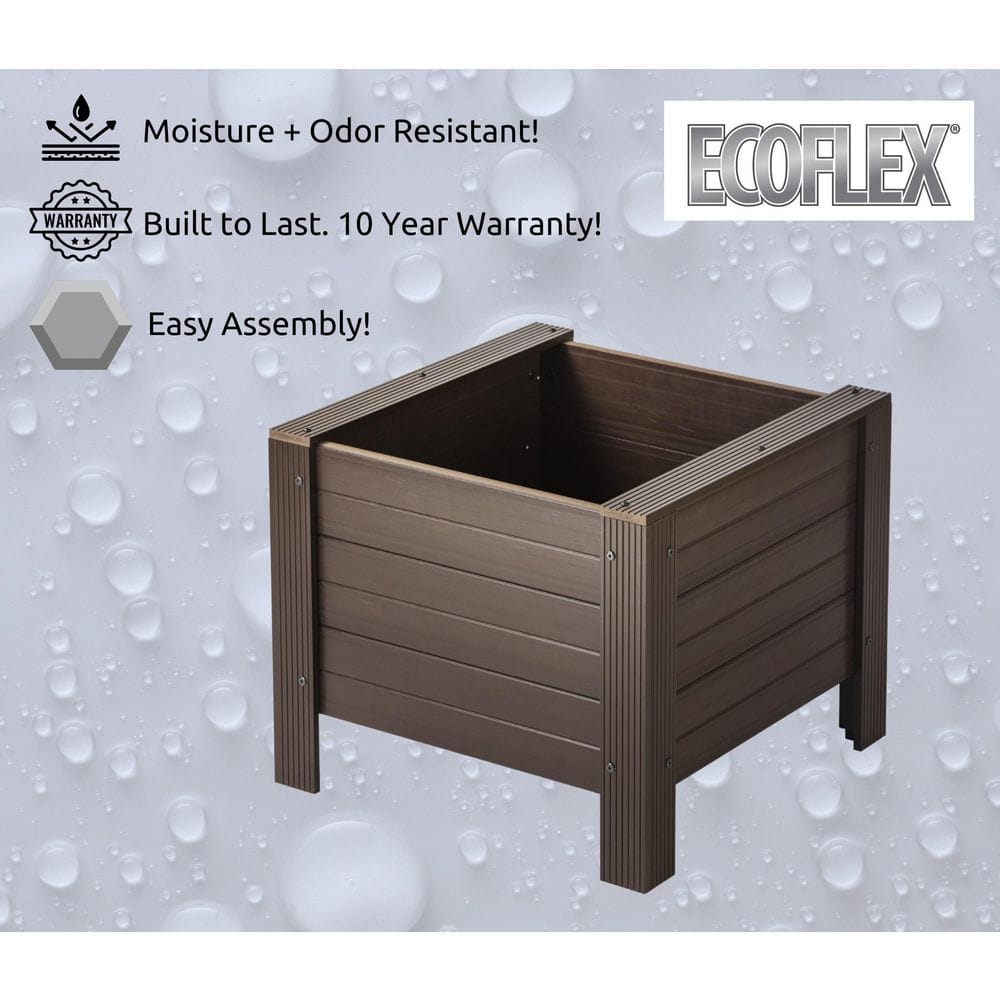 Walnut ECOFLEX Square Outdoor Planter 24" Durable Composite