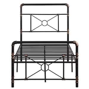 Twin Modern Water Pipe Iron Bed Frame with Cross Design