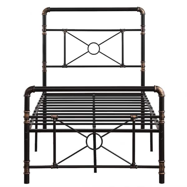 Winado Twin Modern Water Pipe Iron Bed Frame with Cross Design