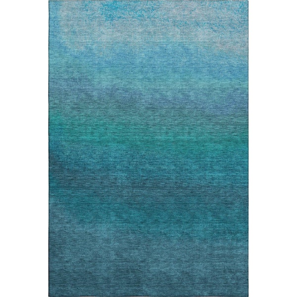 Mayfield Premium Machine Washable Abstract AMF2012 Teal 5 ft. x 7 ft. 6 in. Area Rug