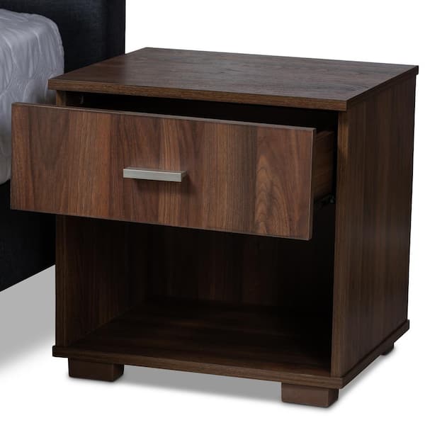 Baxton Studio Maren Charcoal and Walnut Queen Platform Bed