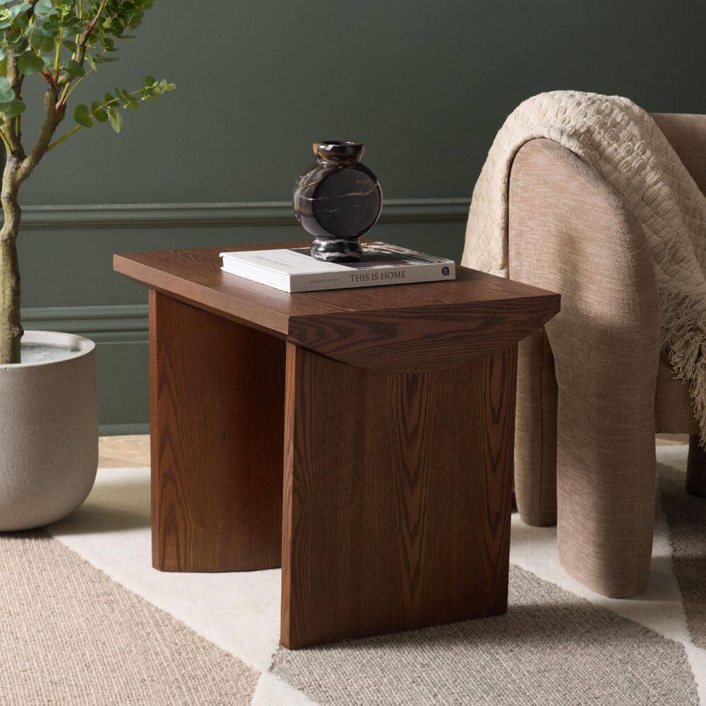 Bara 23.6 in. Walnut Wood End Table