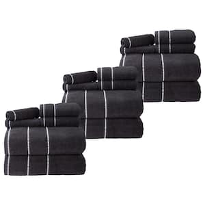 18-Piece Black Cotton Towel Set