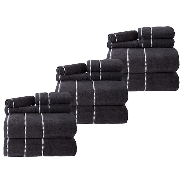 Lavish Home 18-Piece Black Cotton Towel Set