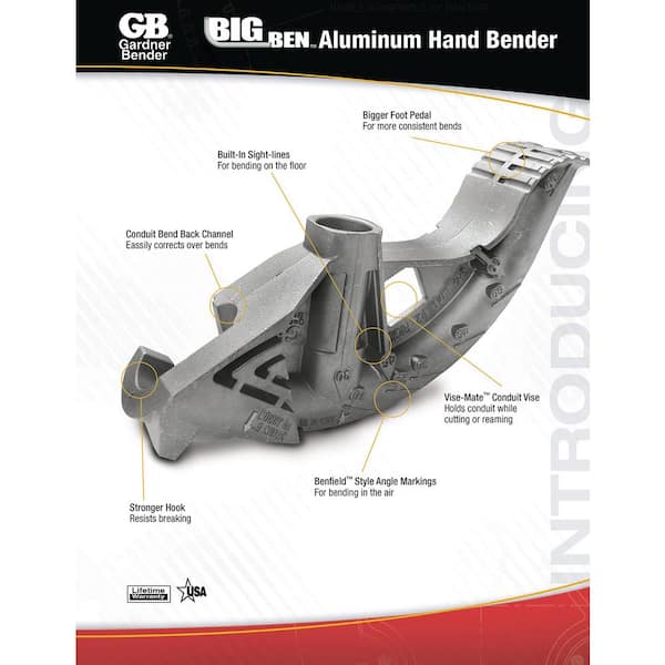 Gardner Bender BigBen Aluminum Bender with Handle, 1 in. EMT