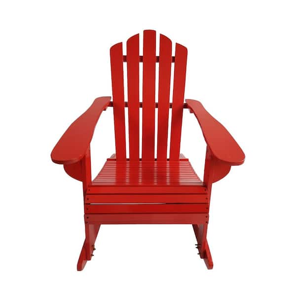 HOTEBIKE Wooden Outdoor Rocking Chair, Red