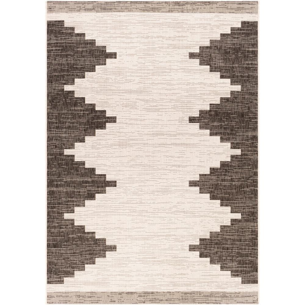 Eagean Round Black Synthetic Stain-Resistant Area Rug