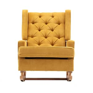 Yellow Polyester Rocking Chair Side Chair with Side Bag