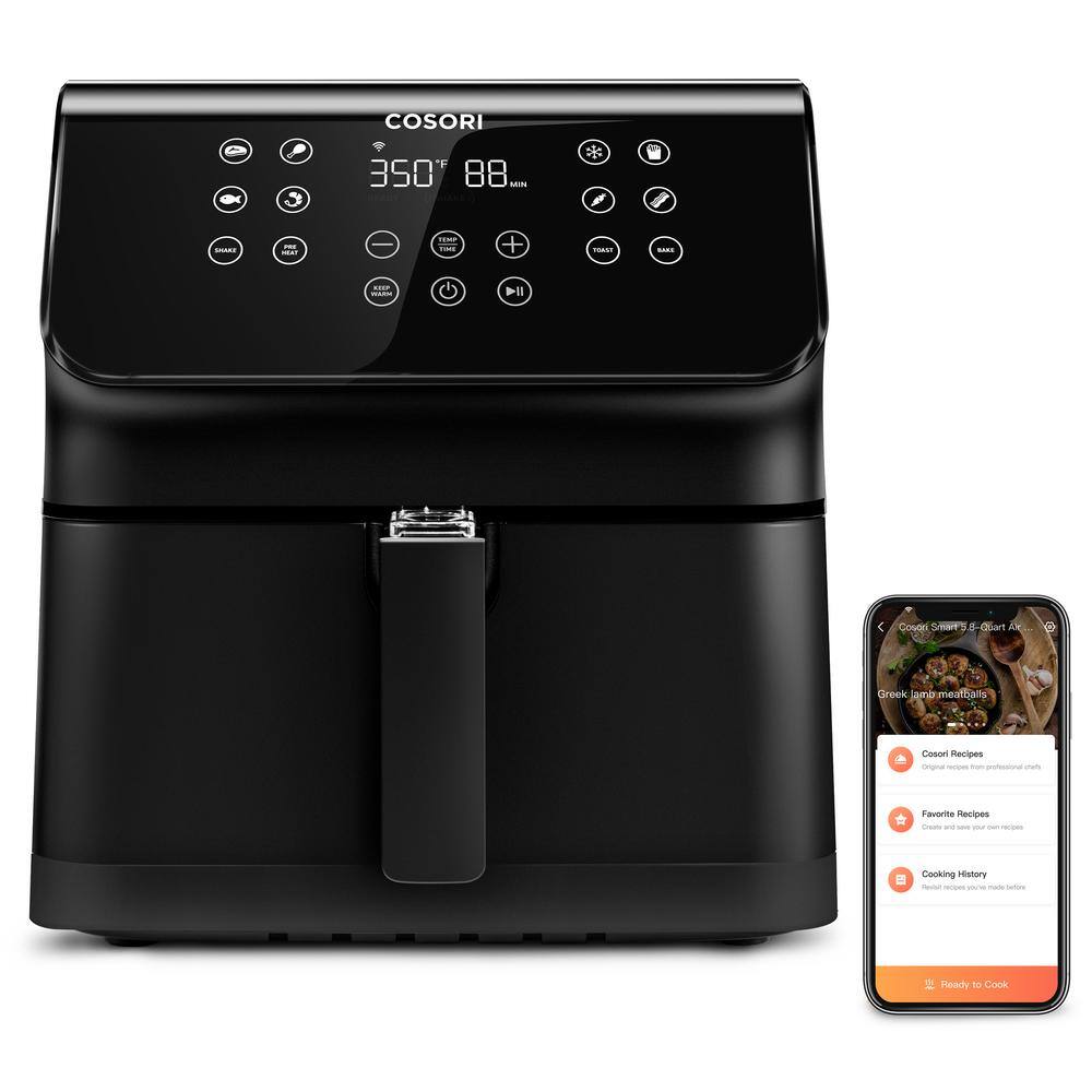 Cosori  Pro XLS II Smart 5.8 qt. Black Digital Air Fryer with Pizza Pan - 1