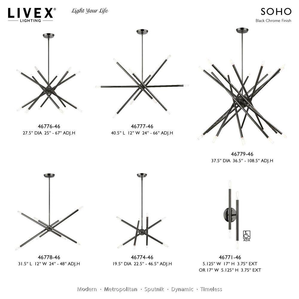 Soho Organic Asymmetrical 8-Light Black Chrome Chandelier